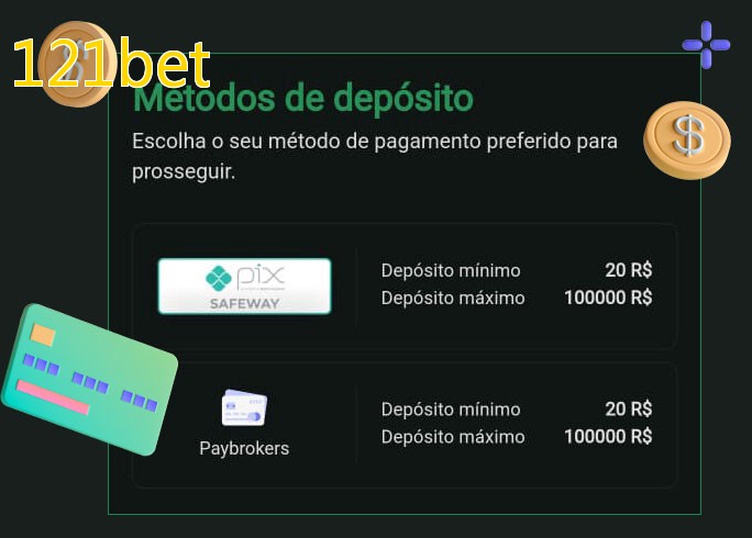 O cassino 121betbet oferece uma grande variedade de métodos de pagamento